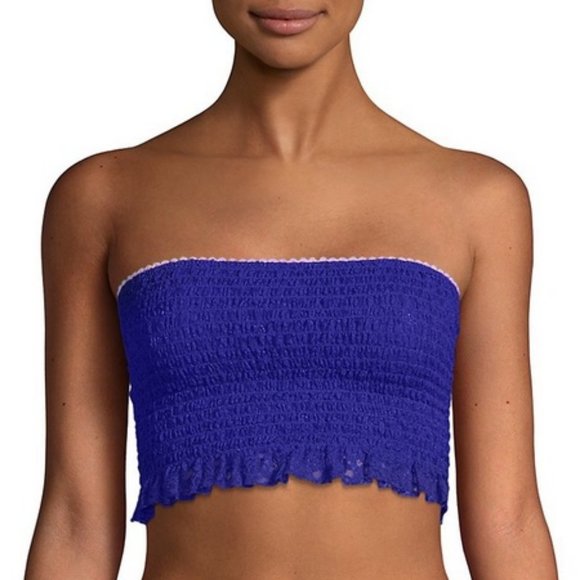 Free People Blue “Callie” Smocked Bandeau Top - Picture 5 of 10